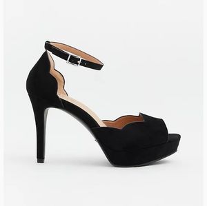 Torrid Black Faux Suede Peep Toe Heels
